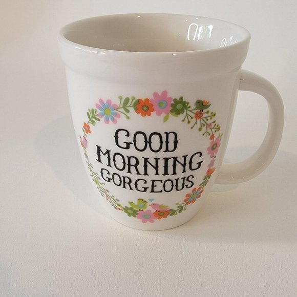 NATURAL LIFE Other - Good Morning Gorgeous Natural Life Mug Floral White Coffee Cup White Flowers